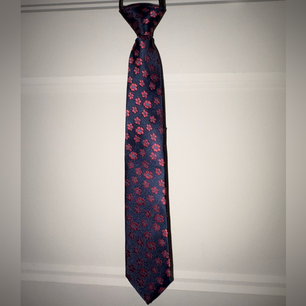 Kids’ Navy Blue and Red Floral Tie